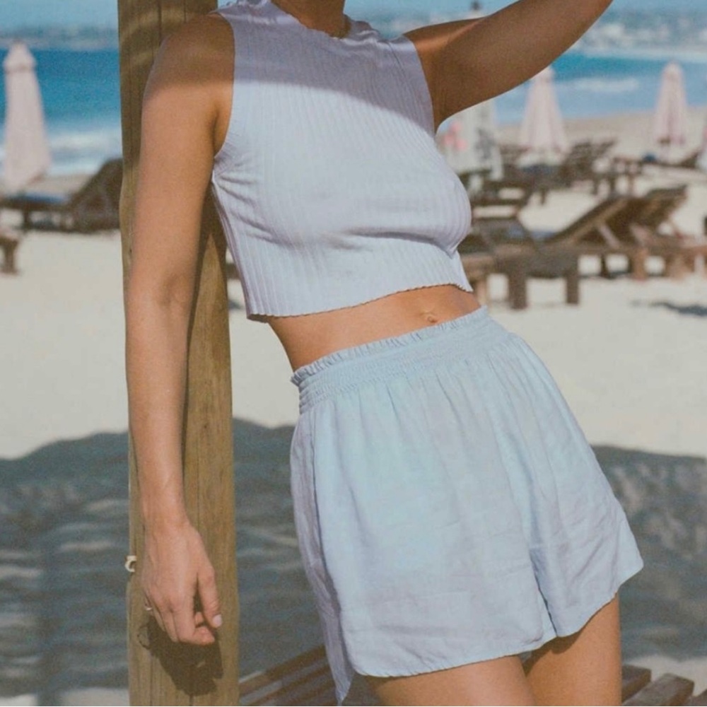 Aerie blue pool-to-party linen shorts
